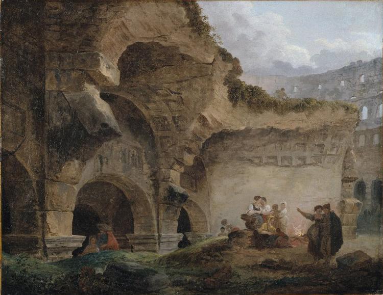 Hubert Robert Washerwomen in the Ruins of the Colosseum